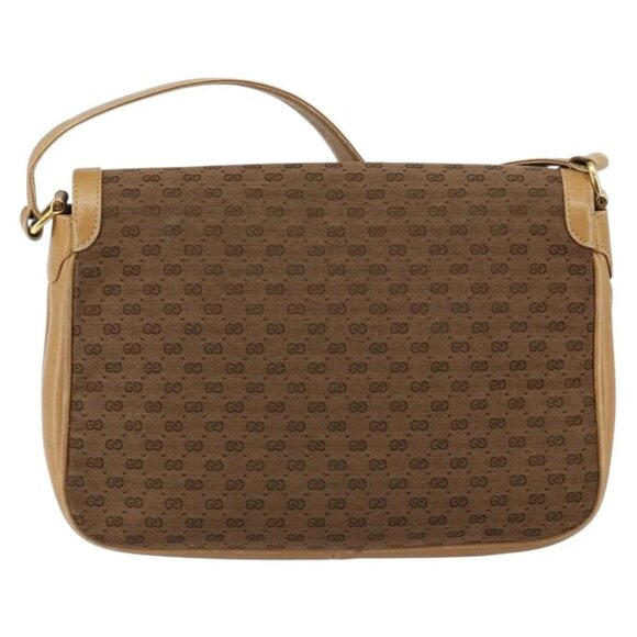 GUCCI Micro GG Canvas Shoulder Bag PVC Beige Gold - Picture 2 of 14